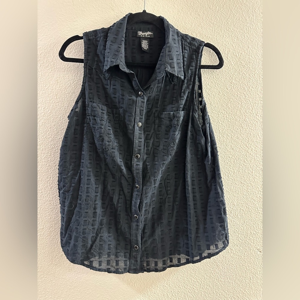 Wrangler Black Textured Button Down Shirt